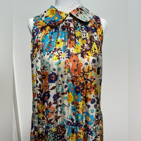 NEW Odeeh Floral Cream Silk Dress Size 4 - Picture 6 of 9